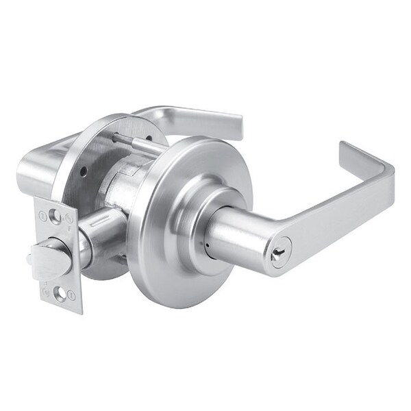 Grade 2 Cylindrical Lock, 80-Storeroom, LR-Lever, E-Stepped Rose, Satin Chrome, 2-3/4 Inch Backset,